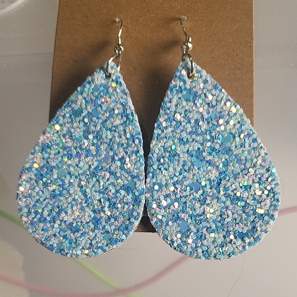 Sparkling Blue Teardrop Earrings